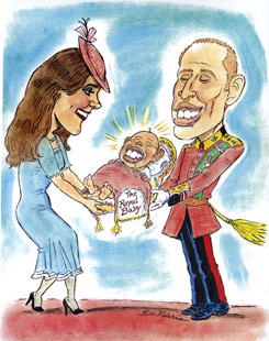 Caricature of first royal baby of Kate's
